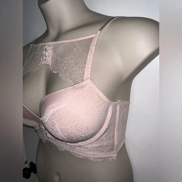 Victoria's Secret VERY SEXY High-neck Lace-up Push-Up Bra Pink Sexy 34D #1330 - Picture 7 of 10